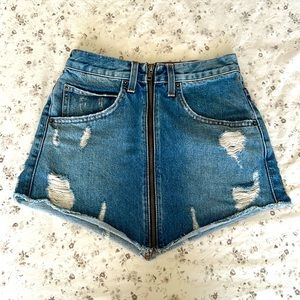Mini V Cut Jean Skirt